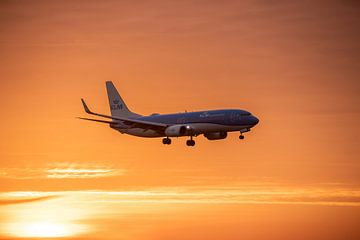 KLM Boeing 737 land tijdens zonnige ochtend van Maxwell Pels