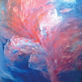 Abstrakte Kunst in Blau und Rosa von Patricia Hofmeester