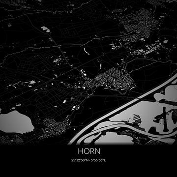Zwart-witte landkaart van Horn, Limburg. van Rezona