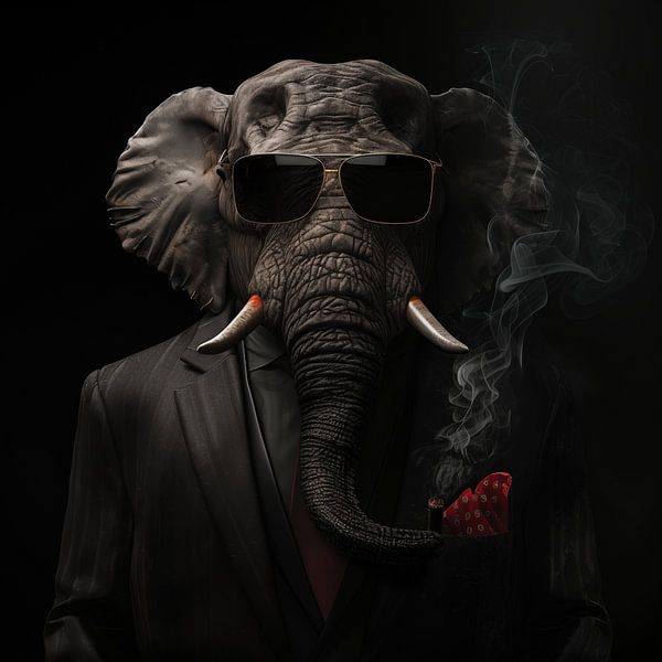 Elephant with cigar and sunglasses by TheXclusive Art