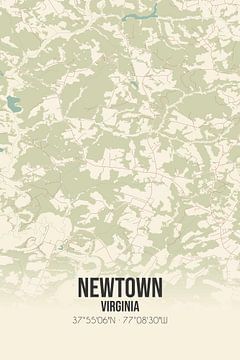Vintage landkaart van Newtown (Virginia), USA. van MijnStadsPoster