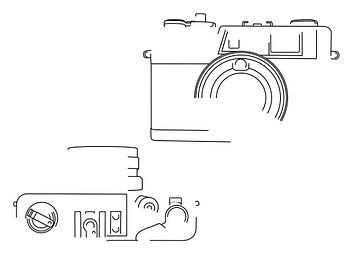 Analogkamera-Silhouette (Yashica Electro 35 GX-Stil) von Drawn by Johan