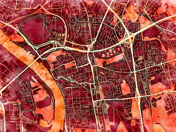 Kaart van Leverkusen in de stijl 'Amber Autumn' van Maporia
