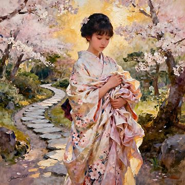 Geisha Among Flowers von Johannas Art Creations