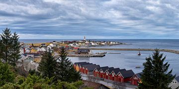 Panorama met uitzicht op Alnes, Godøy, Noorwegen van qtx