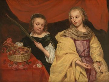 Twee meisjes als heilige Agnes en heilige Dorothy, Michaelina Wautier
