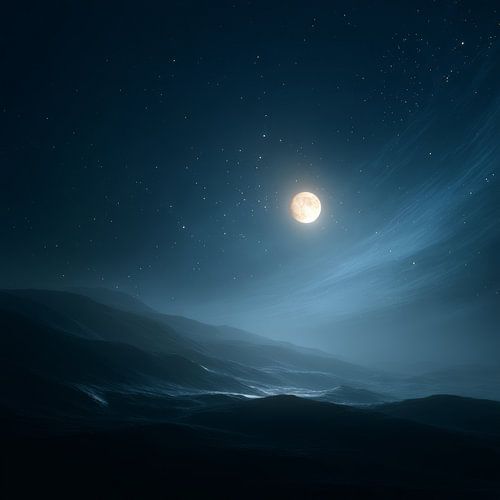 Moon Above the Wavy Darkness