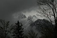 Austrian mountains in the fog