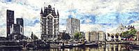 Das Weiße Haus und die Kubushäuser in Rotterdam (Kunstwerk) von Art by Jeronimo Miniaturansicht