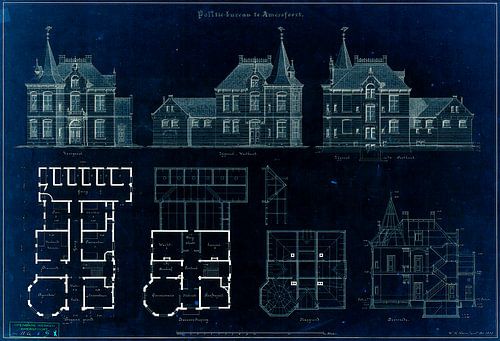 Construction drawing of the old police station of Amersfoort from 1899