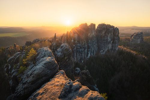 Schrammsteine at sunset