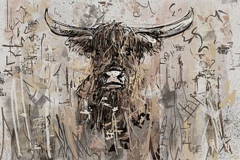 Street art cow in graffiti style