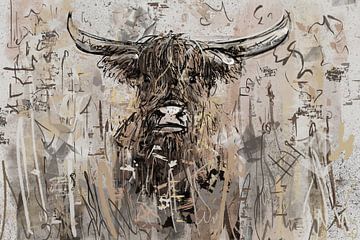 Street art cow in graffiti style by Emiel de Lange