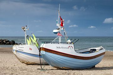 Deense Vissersboten op het strand