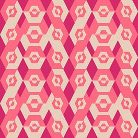 Motif géométrique rétro des années 70 en rose, magenta et blanc. sur Dina Dankers