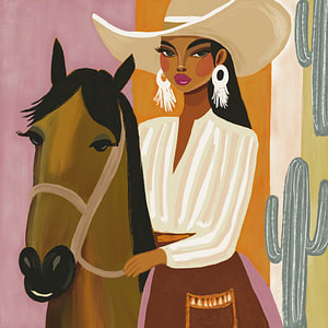 Une cow-girl à cheval