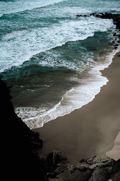 Dark beach, waves and blue sea water | Travel and Nature aerial photo print | travel and nature phot by AIM52 Shop