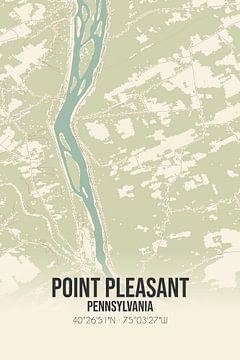 Vintage landkaart van Point Pleasant (Pennsylvania), USA. van Rezona