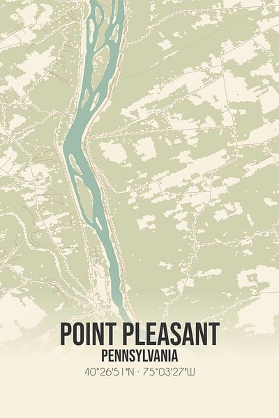 Carte ancienne de Point Pleasant (Pennsylvanie), USA. par Affiches de lieux