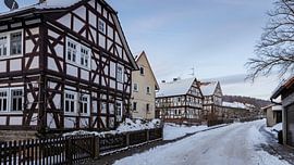 Herleshausen vakwerkhuizen in de winter