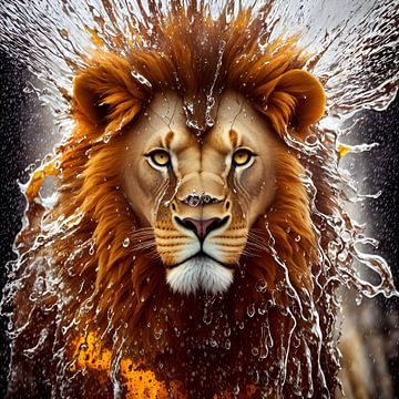 Porträt eines Löwen von Henk van Holten