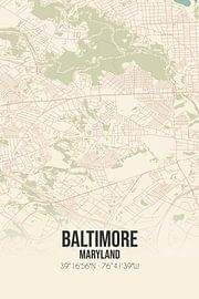 Alte Karte von Baltimore (Maryland), USA. von Ortsdrucke