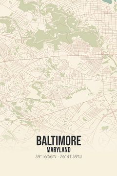 Carte ancienne de Baltimore (Maryland), Etats-Unis. sur Rezona