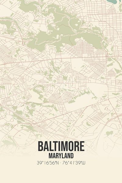 Carte ancienne de Baltimore (Maryland), Etats-Unis. par Affiches de lieux