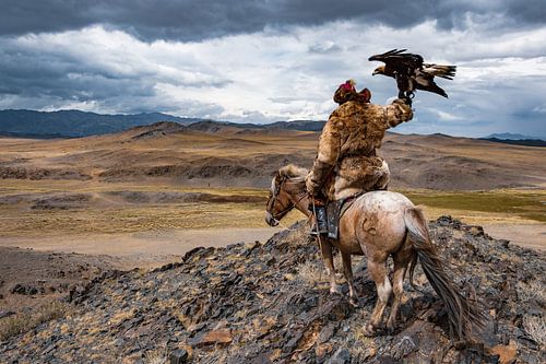 Chasseur d'aigles en Mongolie