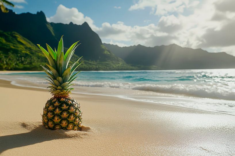 Pineapple on the beach - Tropical paradise by Poster Art Shop