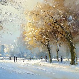 Paysage hivernal | Promenade nocturne dans la lumière de la neige sur Caprices d'Art