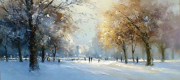 Winter landschap | Avondwandeling in Sneeuwlicht van Kunst Kriebels