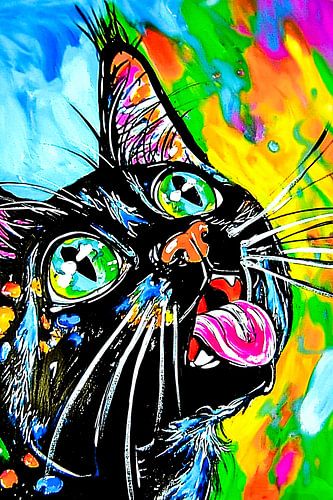 Kleurrijke kat met regenboogstijl