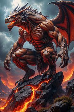 VOLCARAX : Le guerrier dragon démoniaque sur le volcan sur INFERAURUM