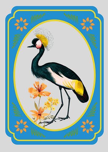 Kraanvogel in vintage lijst