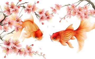 Poisson rouge japonais sur PixelPrestige