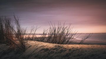 Kleurrijke avond boven strand in Zeeland van Michel Seelen