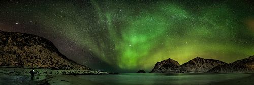 Aurora Borealis in Noorwegen met sterrenhemel