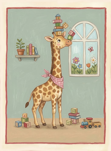 Verspielte Giraffe in einem Traumzimmer von Tonny Verhulst