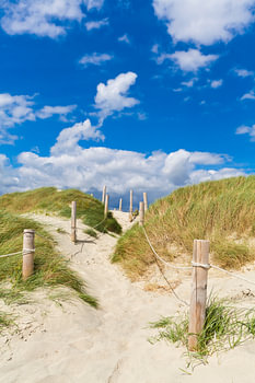 Weg durch die Dünen zum Meer in England
