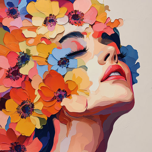 Kleurrijk bloemen portret modern
