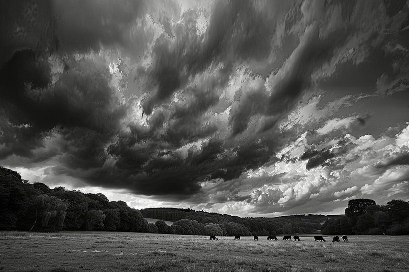 Wiese mit dramatischem Himmel von Egon Zitter