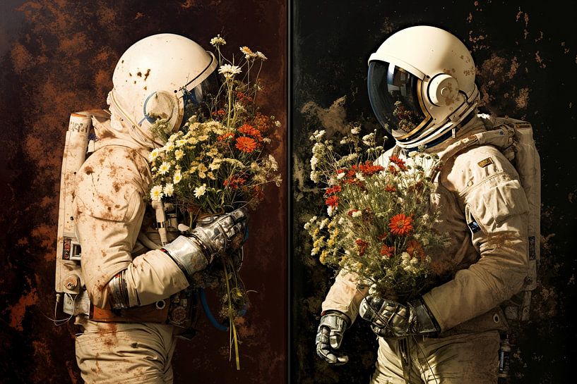 Astronauts with flower bouquets by Imperial Art House