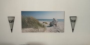 Klantfoto: Noordzee - Strandstoel met stralend Duingras van Reiner Würz / RWFotoArt