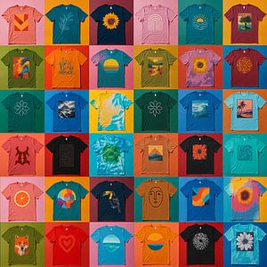 Bunte Pop-Art-Collage aus T-Shirts - Warhol-Stil