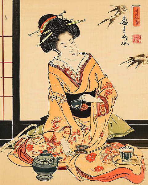Geisha thee ceremonie_03 van Peet de Rouw