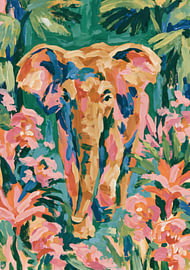 Farbenfroher Elefant inmitten tropischer Flora von Niklas Maximilian