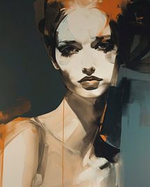 Modernes und abstraktes Porträt in matten Farben von Carla Van Iersel