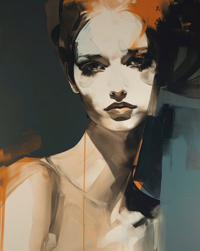 Modern en abstract portret in matte kleuren