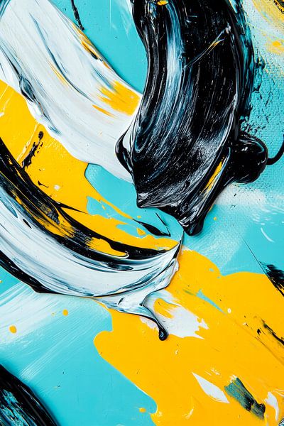 Coloured brushstrokes on blue by Poster Art Shop